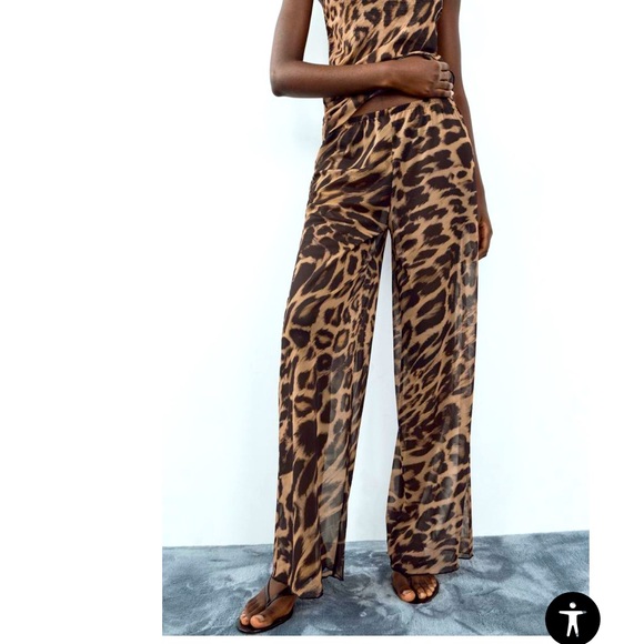 Zara semi sheer leopard pants - Picture 1 of 9